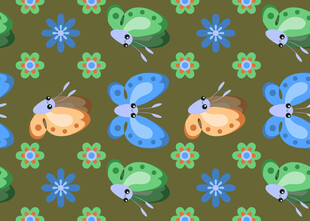 青蛙蜜蜂雪花图案背景