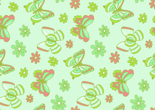 清新花卉蝴蝶图案背景