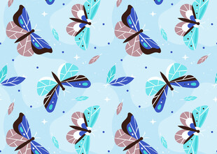 蓝色背景蝴蝶图案纹理