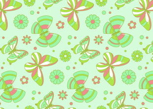 清新花卉蝴蝶无缝图案