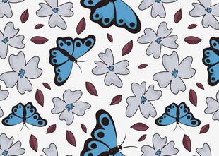 蓝蝶花卉无缝图案背景