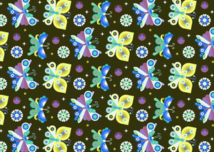 多彩蝴蝶花卉图案背景