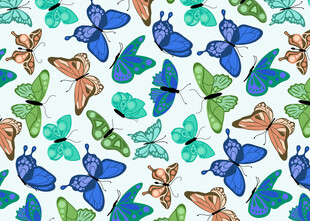 多彩蝴蝶无缝图案背景