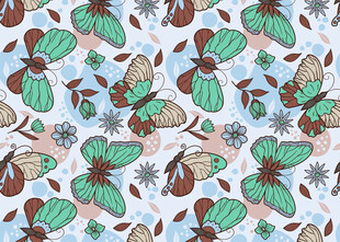蝴蝶花卉图案无缝背景图