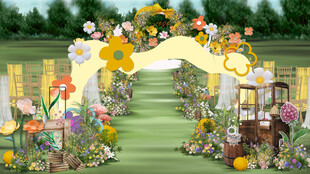 浪漫户外花卉婚礼拱门