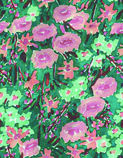 粉色花朵与绿叶图案背景