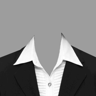 黑色西装搭配白色衬衫领口