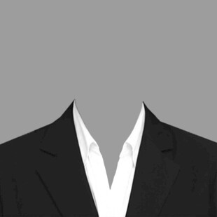 男士黑色西装白色衬衫领口