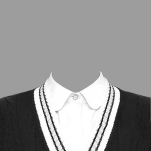 黑白针织衫配白色衬衫领