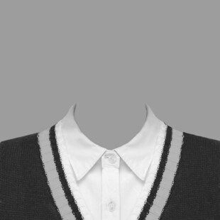 黑白条纹领针织衫上衣