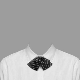 白色衬衫上的黑色蝴蝶结