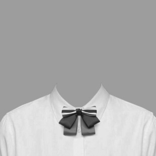 白色衬衫上的黑色蝴蝶结