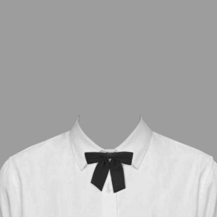 白色衬衫上的黑色蝴蝶结