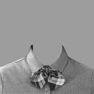 格子领结装饰的衣物领口