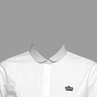 白色翻领衬衫简约小皇冠