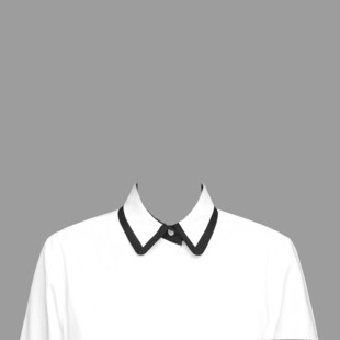 白色上衣配黑色领边款式