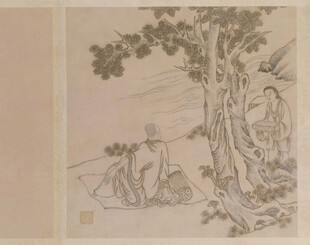 古画中的树下人物景致