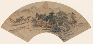 古意山水扇面画