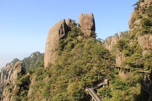 黄山奇峰绿意盎然景观