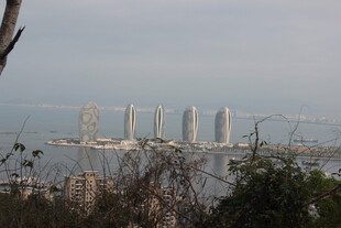 海滨城市高楼远景