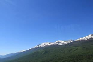 雪山下的翠绿山峦