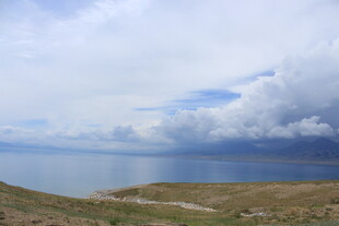 广阔湖景与天空的自然风光