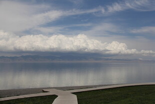 湖畔美景 云影倒映在湖面