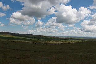 广阔草原上的蓝天白云