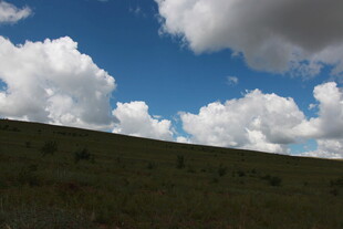 蓝天草地间的白云美景