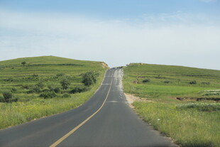 蜿蜒公路穿行于绿野之间
