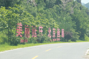 公路旁的红色宣传标语