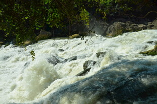 湍急溪流中的白色浪花
