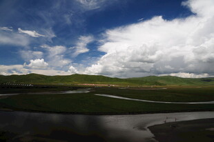 草原蓝天河流壮美风光