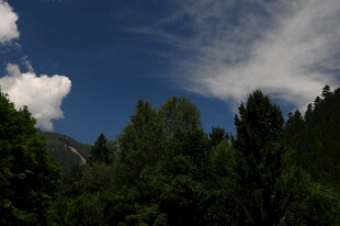 蓝天绿树山林美景