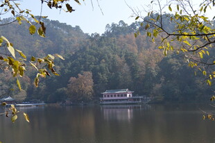 湖畔山林中的静谧小屋