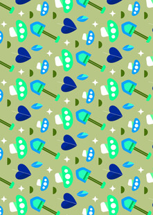 清新多彩园艺工具图案