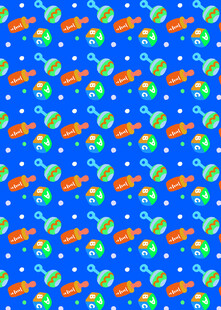 蓝色背景多彩小鱼图案