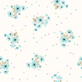 清新蓝花波点图案背景