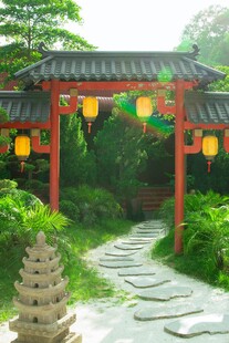 中式园林拱门景观