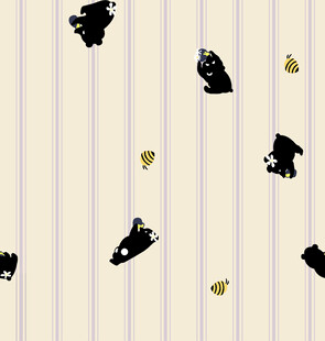 条纹背景上的黑形与金心图案