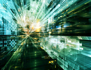 未来科技感城市光影隧道