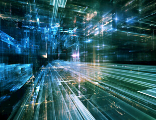 未来科技感的城市光影景观