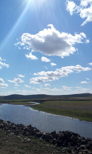 草原河畔蓝天美景