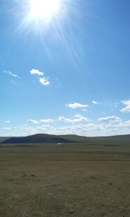 广阔草原上的晴朗天空