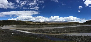 蓝天白云下的开阔原野