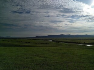 草原风光 蓝天白云下绿野