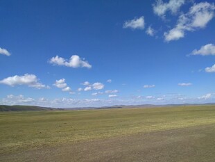 辽阔草原蓝天白云美景