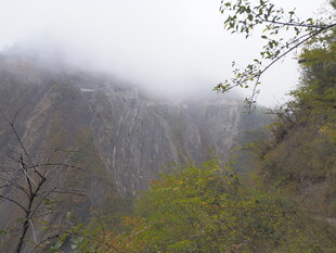 云雾缭绕的山间景致