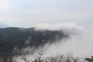 山间云雾缭绕的壮美景色