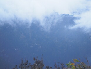 云雾缭绕的山间景致